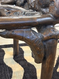 An unusual Chinese chair made from bamboo roots, 19th C.