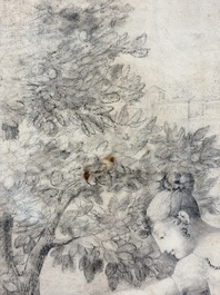 Attributed to Pierre-Paul Prud'hon (1758-1823): 'Naissance du Roi de Rome', pencil on paper, 19th C.
