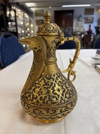 An Ottoman gilt-metal jug with stylised floral design, 19/20th C.