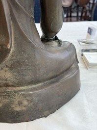 A Burmese partly lacquered bronze Mandalay Buddha, 19/20th C.