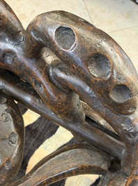 An unusual Chinese chair made from bamboo roots, 19th C.
