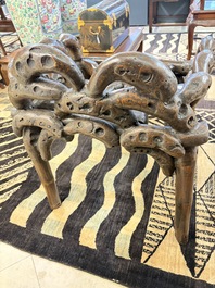 An unusual Chinese chair made from bamboo roots, 19th C.