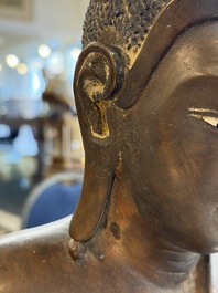A Burmese partly lacquered bronze Mandalay Buddha, 19/20th C.