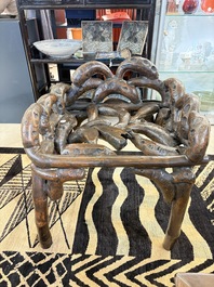An unusual Chinese chair made from bamboo roots, 19th C.