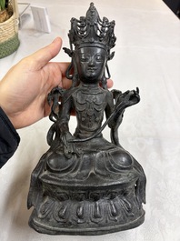 A Chinese bronze figure of Bodhisattva, Ming