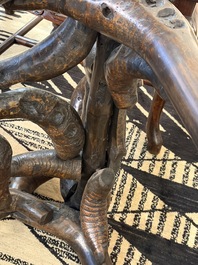 An unusual Chinese chair made from bamboo roots, 19th C.