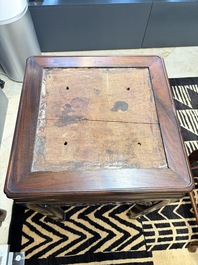 A Chinese hongmu stand and a square low table, 19th C.