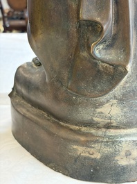 A Burmese partly lacquered bronze Mandalay Buddha, 19/20th C.