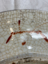 A Chinese Nanking famille rose 'Romance of the Three Kingdoms' dish, Chenghua mark, 19th C.