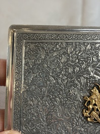 An Iranian silver and gilt cigarette case commemorating Mohammad Reza Pahlavi's coronation, 20th C.