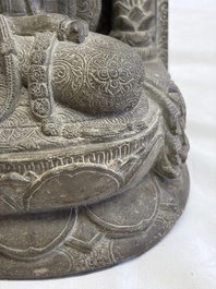 A Javanese carved stone figure of Prajnaparamita, 20th C.