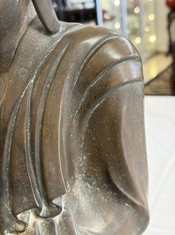 A Burmese partly lacquered bronze Mandalay Buddha, 19/20th C.