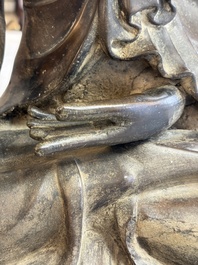 A Burmese partly lacquered bronze Mandalay Buddha, 19/20th C.