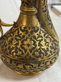An Ottoman gilt-metal jug with stylised floral design, 19/20th C.