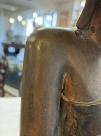 A Burmese partly lacquered bronze Mandalay Buddha, 19/20th C.