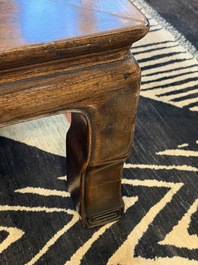 A Chinese nanmu square low table, 19th C.