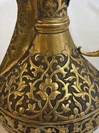 An Ottoman gilt-metal jug with stylised floral design, 19/20th C.
