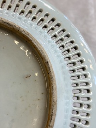 A Chinese Canton famille rose reticulated basket on stand and a gilt-bronze-mounted bowl, 19th C.