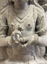 A Javanese carved stone figure of Prajnaparamita, 20th C.