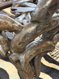An unusual Chinese chair made from bamboo roots, 19th C.