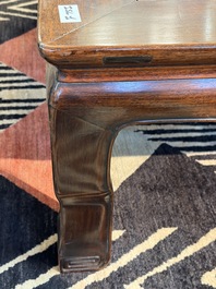A Chinese nanmu square low table, 19th C.