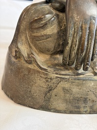 A Burmese partly lacquered bronze Mandalay Buddha, 19/20th C.