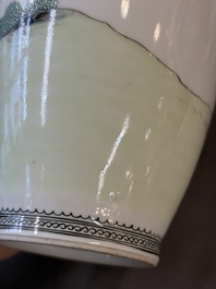 Four Chinese famille rose 'Elegant Beauties' vases, Qianlong marks, 20th C.