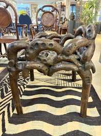 An unusual Chinese chair made from bamboo roots, 19th C.