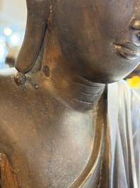 A Burmese partly lacquered bronze Mandalay Buddha, 19/20th C.