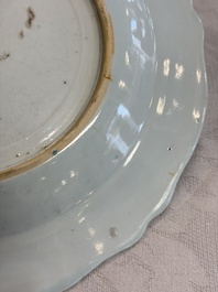 Eight Chinese famille rose plates with floral design and a 'Rooster' teapot, Yongzheng/Qianlong