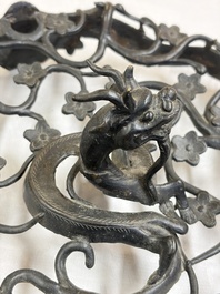 A large Chinese archaistic bronze 'Dragon' stand, Ming