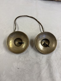 A varied collection of 14 Tibetan ritual utensils, 19/20th C.