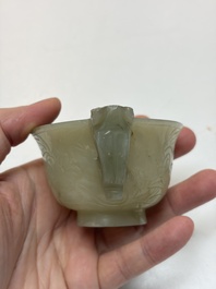 Nine Chinese hardstone carvings and bowls, including jade, 19/20th C.