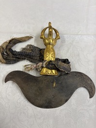 A varied collection of 14 Tibetan ritual utensils, 19/20th C.