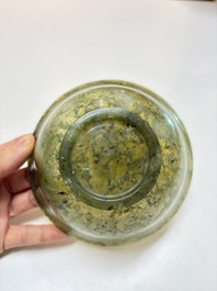 Nine Chinese hardstone carvings and bowls, including jade, 19/20th C.