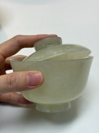 Nine Chinese hardstone carvings and bowls, including jade, 19/20th C.
