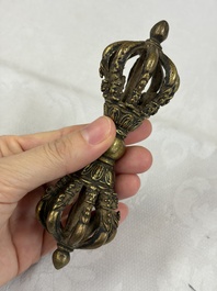 A varied collection of 14 Tibetan ritual utensils, 19/20th C.