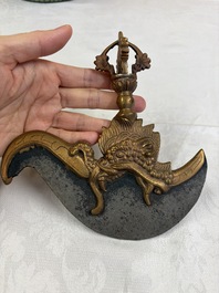 A varied collection of 14 Tibetan ritual utensils, 19/20th C.