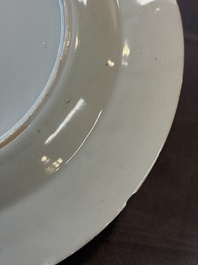 17 Chinese blue, white and famille rose plates and an Imari-style tea caddy, Kangxi/Qianlong
