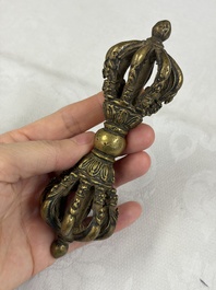 A varied collection of 14 Tibetan ritual utensils, 19/20th C.