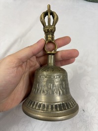 A varied collection of 14 Tibetan ritual utensils, 19/20th C.