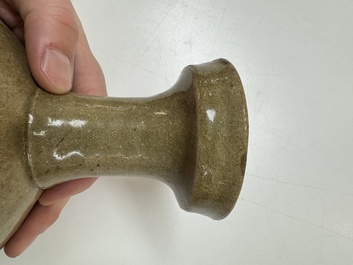 A Korean celadon-glazed sake bottle, Goryeo, 11th C.