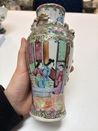 An extensive group of 23 Chinese Canton famille rose wares, 19th C.
