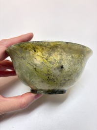 Nine Chinese hardstone carvings and bowls, including jade, 19/20th C.