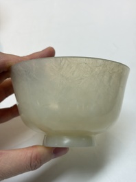 Nine Chinese hardstone carvings and bowls, including jade, 19/20th C.