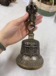 A varied collection of 14 Tibetan ritual utensils, 19/20th C.