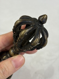 A varied collection of 14 Tibetan ritual utensils, 19/20th C.