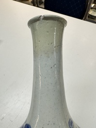 A Korean blue and white 'Dragon' bottle vase, Joseon, 19th C.