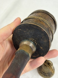 A varied collection of 14 Tibetan ritual utensils, 19/20th C.