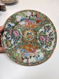 An extensive group of 23 Chinese Canton famille rose wares, 19th C.